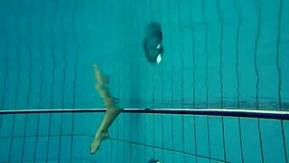 Big Tits Petite Babe Deniska Swims Underwater in the Pool
