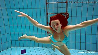 Big Tits Petite Babe Deniska Swims Underwater in the Pool