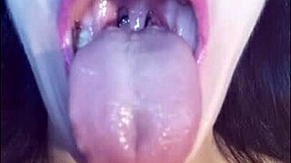 A submissive male in HD video consuming oral sex fetishism with a profanity-laden female