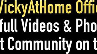 vicky vette strips off her red bikini and sucks her lovers big cock