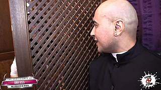 Teen 18+ girl confesses her desires to perverted priest, receiving hardcore blowjob and cumshot