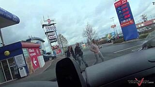 Picking up that busty czech girl with big round ass in the car is a real jackpot