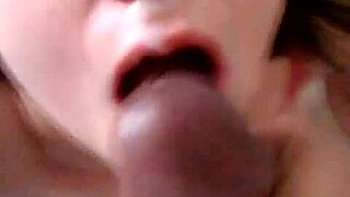 Blasting Her Face with Cum After Intense Blowjob