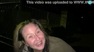 street girl flashes on the sidewalk