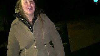 street girl flashes on the sidewalk