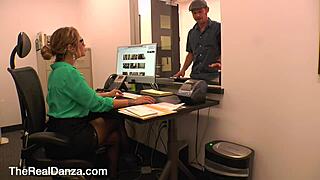 Hey, watch sexy Heather Heels bang her boss at work!