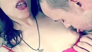 Outdoor Couple Licks Boobs In Garage, Topless And Sucking Tits