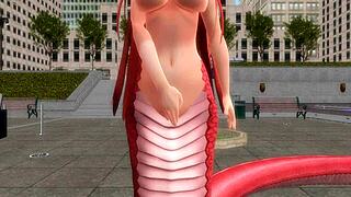 Snake girl Miya shows her b**b in public