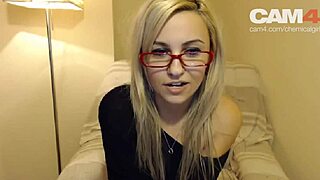 Blonde Girl in Glasses During Webcam Casting Interview