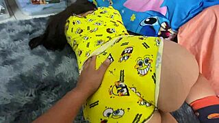 Boy and girl coming from stepfamily watch feet worship and sex