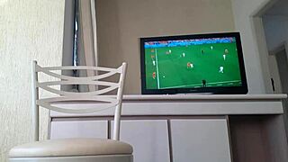 Hot teen watching game sitting!