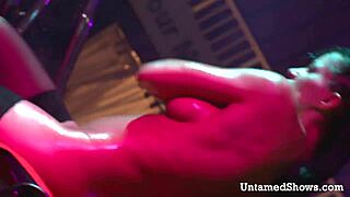 naughty brunette dances and rips off her clothes for you