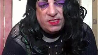 shy sissy crossdresser cums on floor after self-pleasure?