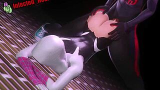 i see spider gwen getting blowjob handjob and creampie against wall