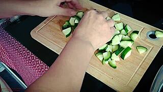 sexy mature stepmom cooking