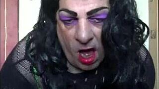 shy sissy crossdresser cums on floor after self-pleasure?