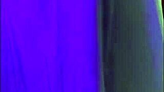 Beautiful 18-year-old ArinaFox in blue dress pleasures herself with dildo