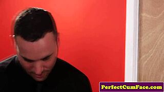 Sloppy British Brunette Groupie Gives Intense Blowjob in Shower!