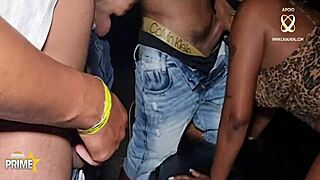 Bela India chooses a big cock in gangbang.