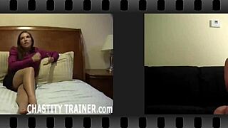 Femdom Teases Slave's Locked Cock