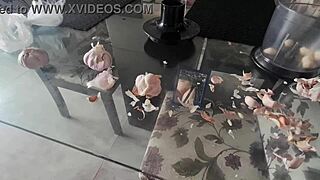 Blonde slut shows her pussy