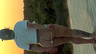 latina milf masturbates in lingerie outdoors