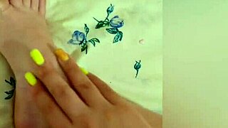 Wow! Young Babe Strokes Her Sexy Feet with Pink Pedicure!