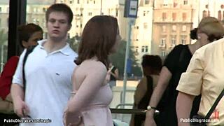 Pale British slave shamed in public outdoor ordeal