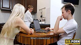 Blonde Teen Rides Stepbro After Sneaky Blowjob Fun