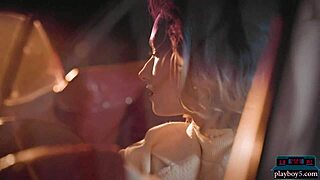 Big Round Ass Milf Blonde Polina Strips for Playboy in Convertible Show