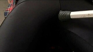 Teasing Brunette in Tight Spandex Worship Scene