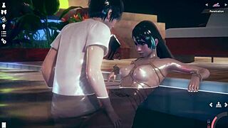 Latina Gets Fucked in the Pool Game Anime Hentai