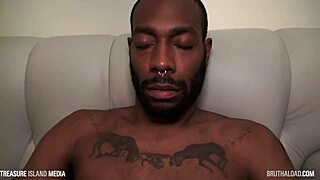 Ebony Tattooed Guy Jerks His Thick Black Cock