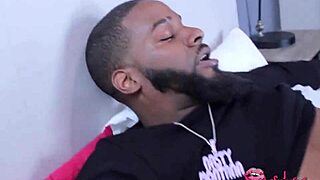 Ebony girl deepthroats big black cock before step sister returns