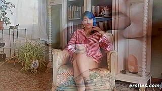 Ice Masturbates with a Pink Dildo in Intimate Piercing Session