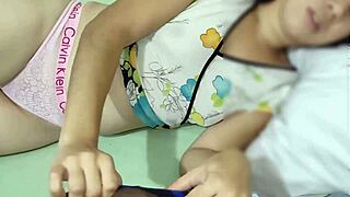 Latina Neighbor Masturbating Alone, Big Cock Takes Advantage