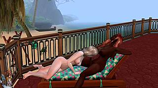 i see blonde and brunette relaxing on the beach