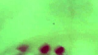 Hotwife shows wet pussy up close.