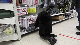 Russian Woman Strips Naked In Public Supermarket For Hidden Outdoor Exposure