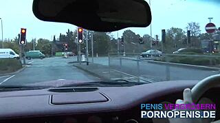 Group Hardcore Action Inside a Car with Wild Sucking