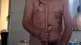 Intense Broom Stick Anal Fuck with Mature Slut!