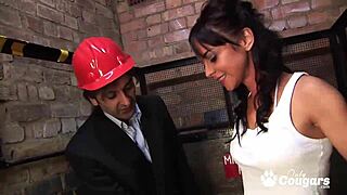Elizabeth Michelle Lawrence gets her big tits and ass pounded on a construction site, A British milf
