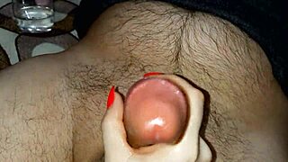 the husband jerks off his cock while delaying orgasm with dirty talk