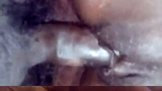 Beautiful ebony girls lie on their backs for sloppy interracial fucking and creampie gangbang