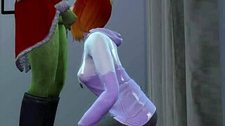 In a 3D cartoon ugly old man gets lucky