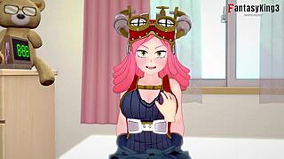 Mei Hatsume POV blowjob in Boku no Hero, cute anime girl sucking big tits and ass