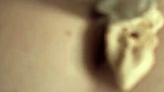 Wow, look at her masturbating her pussy with icecream, those big tits bouncing!