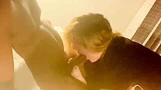 Intense cock sucking and cock sucking cum swallowing black couple