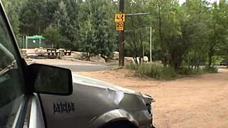 Mature Brunette Babe Teases With Fingering And Handjob Outdoors