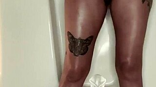 big booty latina rides dildo in bathtub trailer